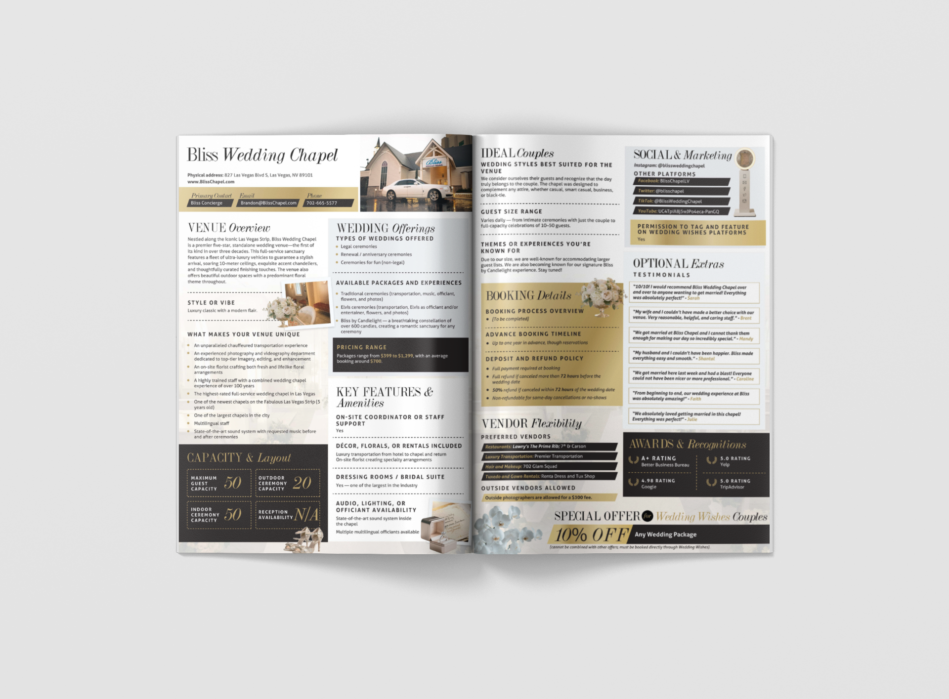 The complete Bliss Wedding Chapel magazine spread